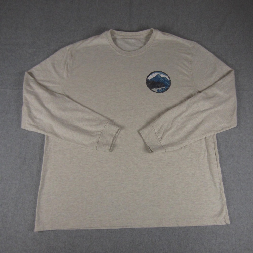 Izod Saltwater Shirt Mens XXL Oatmeal Crewneck Long Sleeve Relaxed Classics Lake